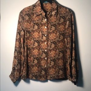 Cacharel Black and gold Silk Button down Blouse